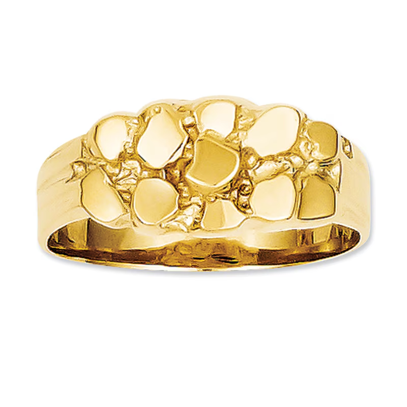 14K Gold Nugget Custom Engraving Band for Women
