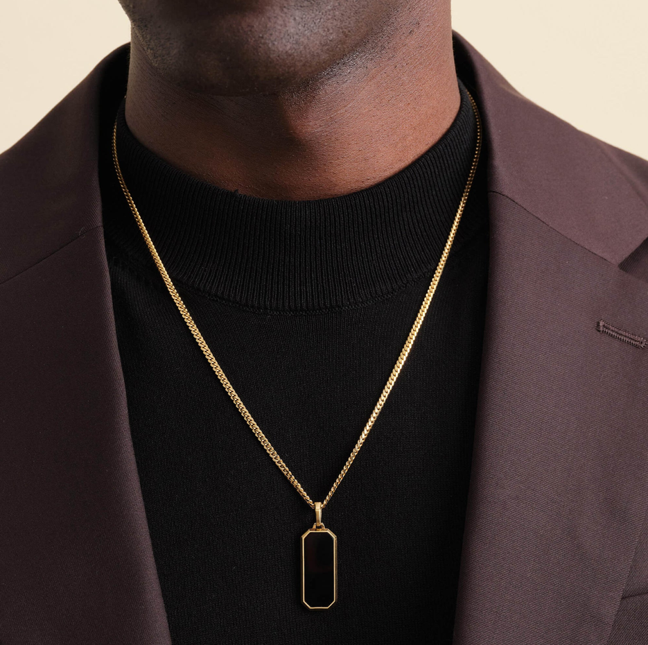 Sterling Silver with Yellow Gold Plated Onyx Beverly Pendant
