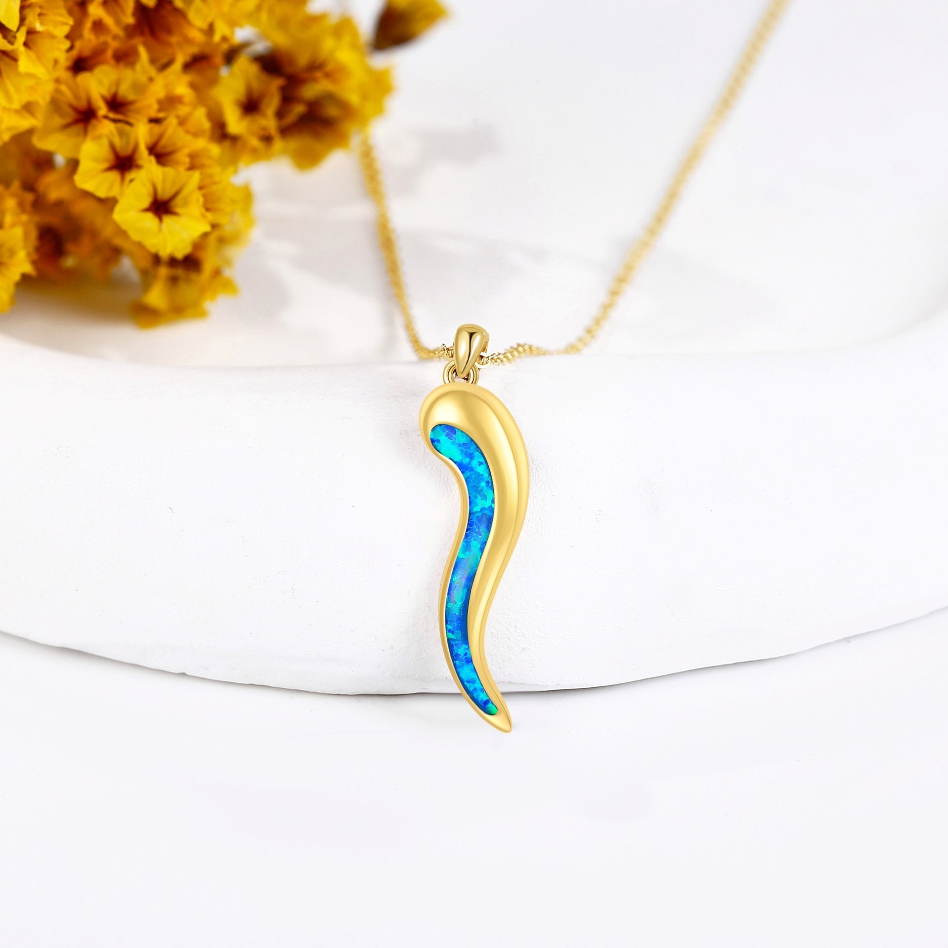 14K Gold Opal Chili Pendant Necklace