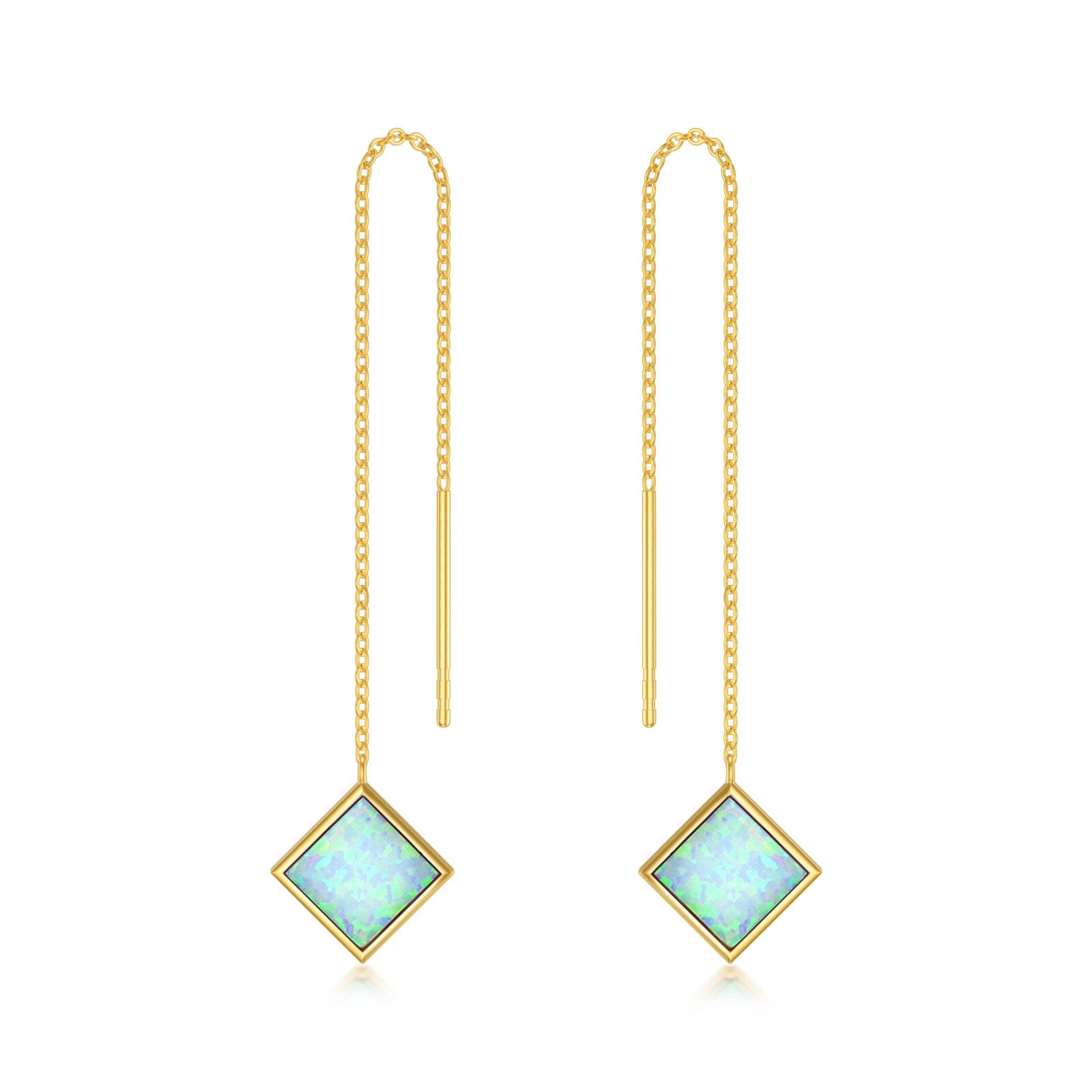 14K Gold Opal Drop Earrings