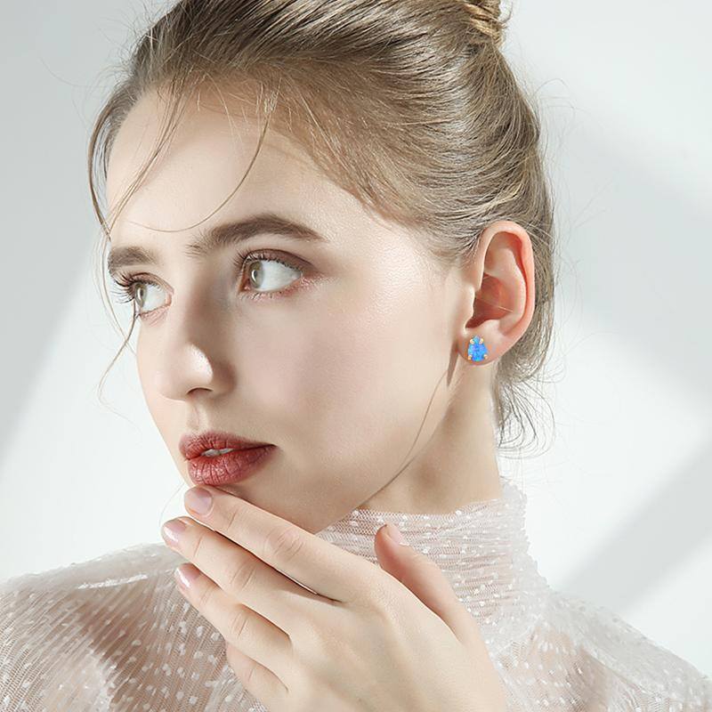 14K Gold Opal Drop Shape Stud Earrings