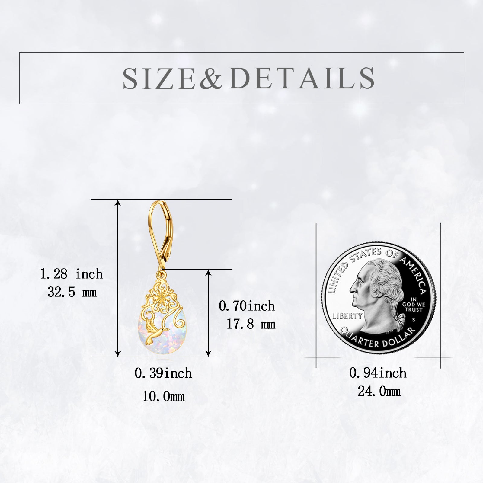 14K Gold Opal Hummingbird Lever-back Earrings