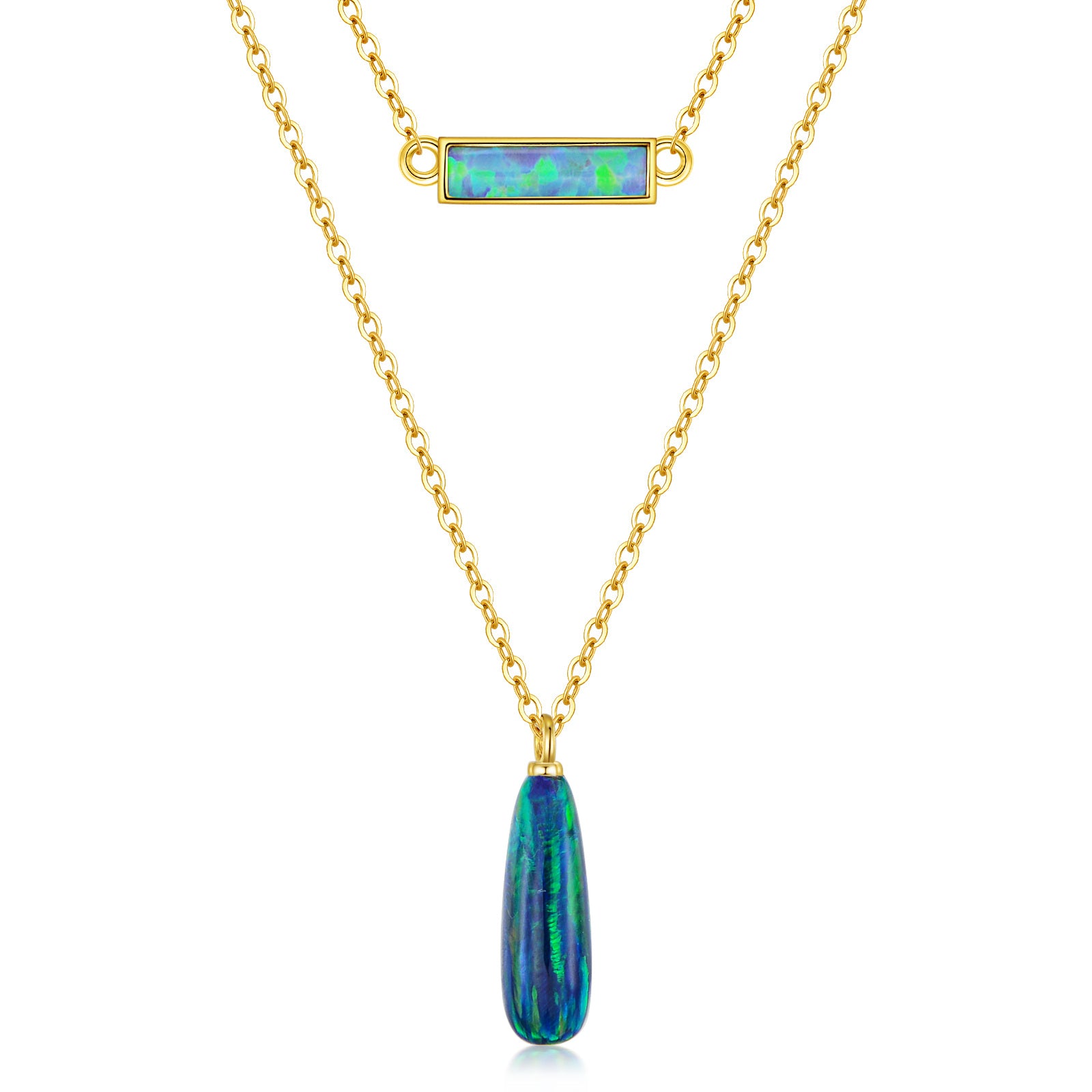14K Gold Opal Pendant Necklace