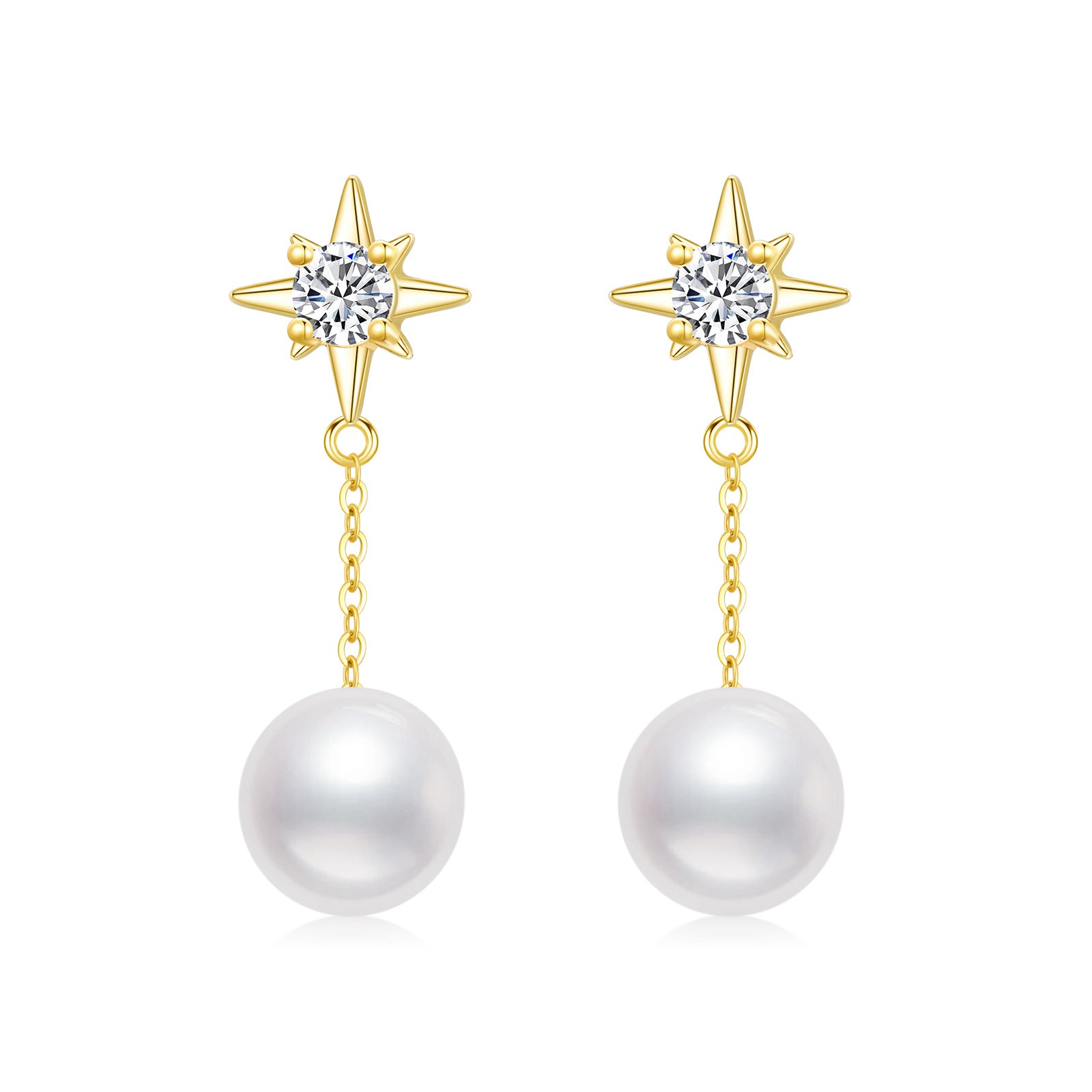 14K Gold Opal Star Drop Earrings