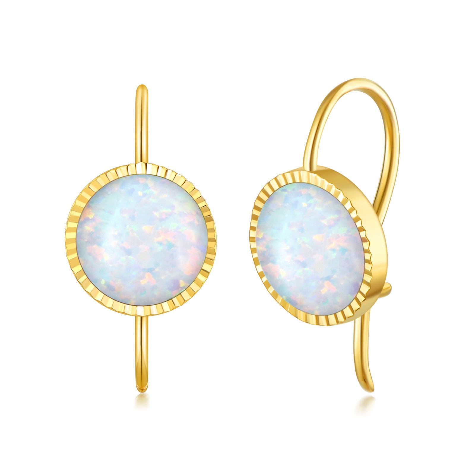 14K Gold Opal Stud Earrings