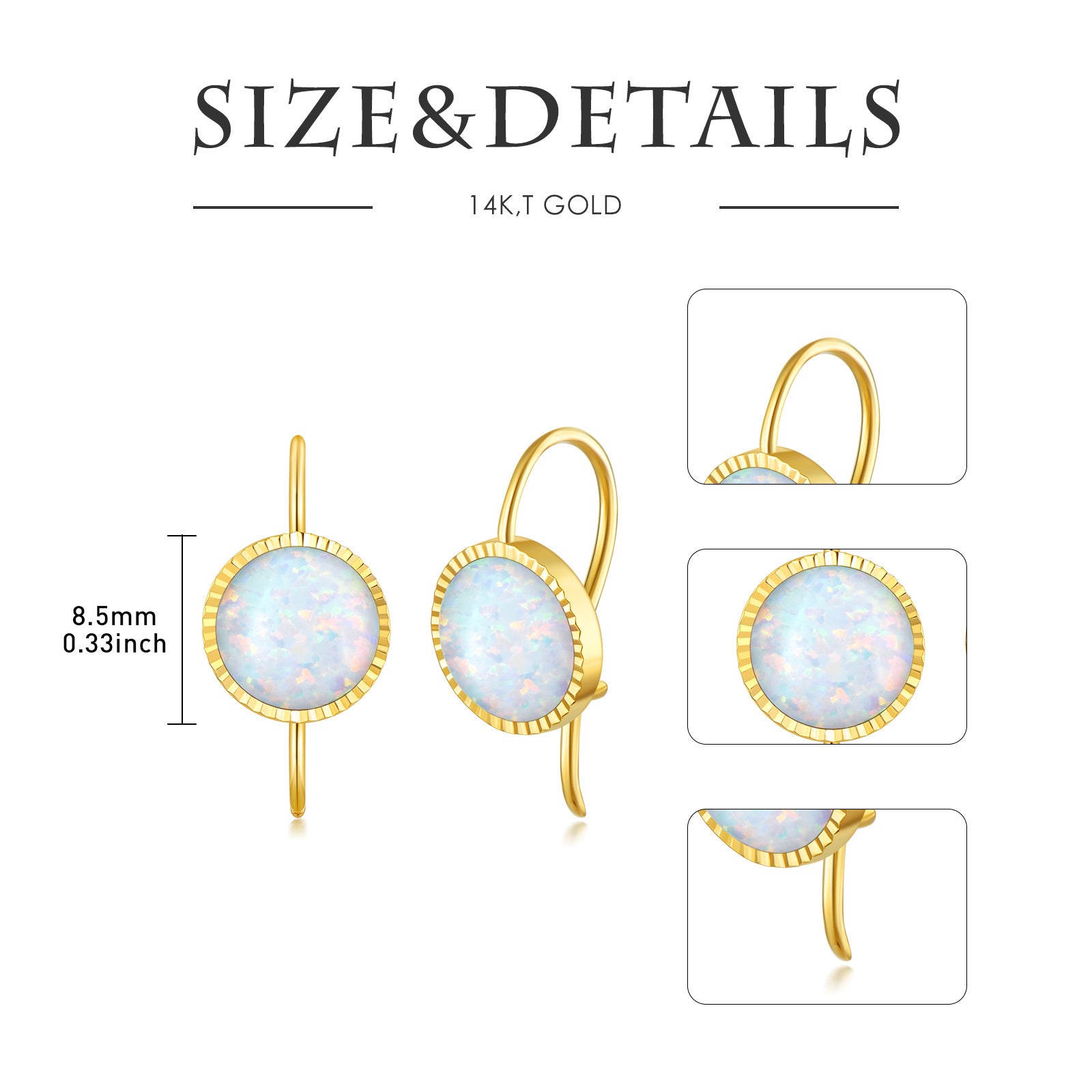 14K Gold Opal Stud Earrings
