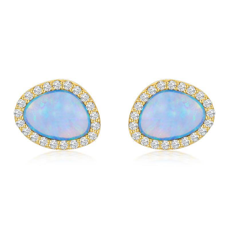 14K Gold Opal Stud Earrings