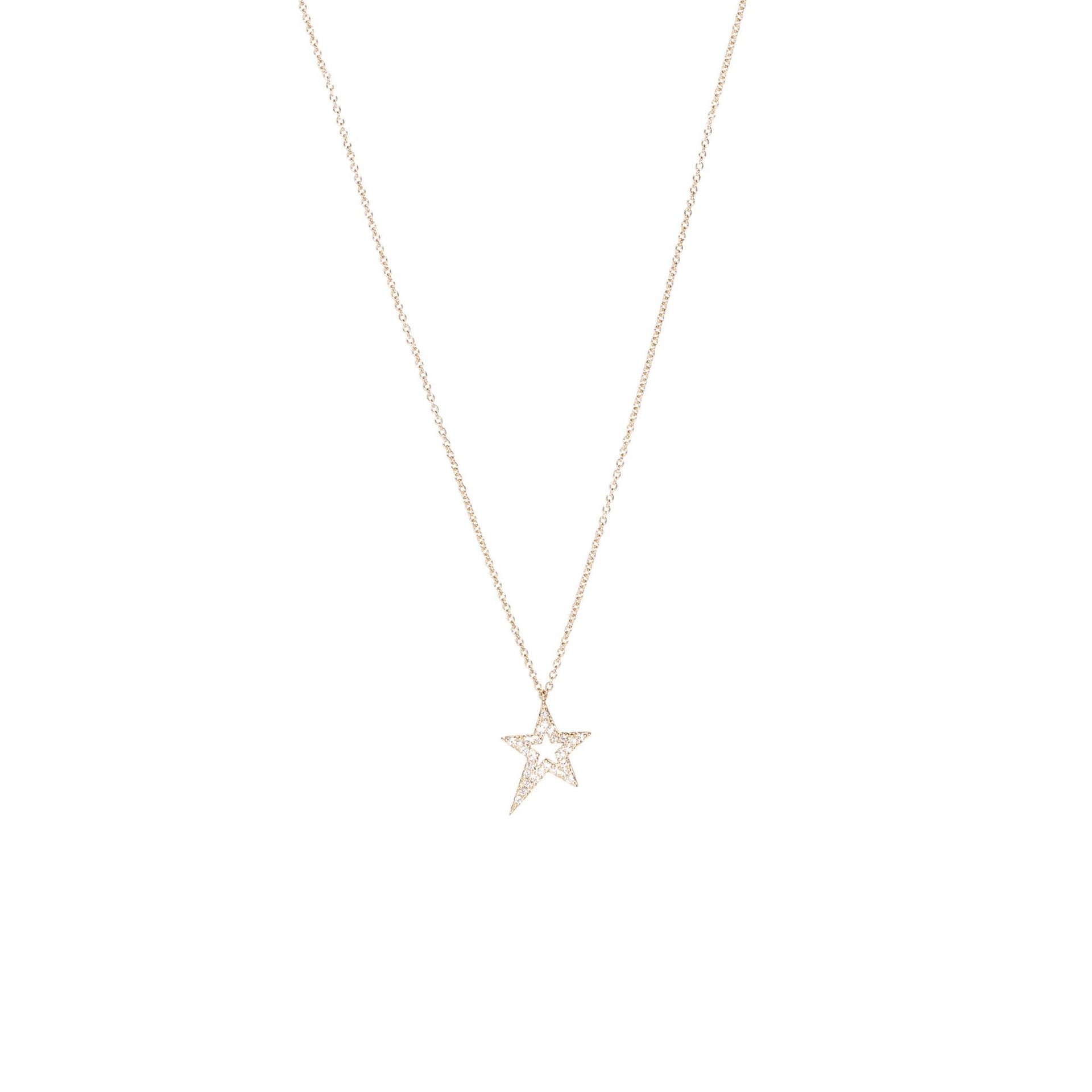 Gold Star Necklace with Diamonds