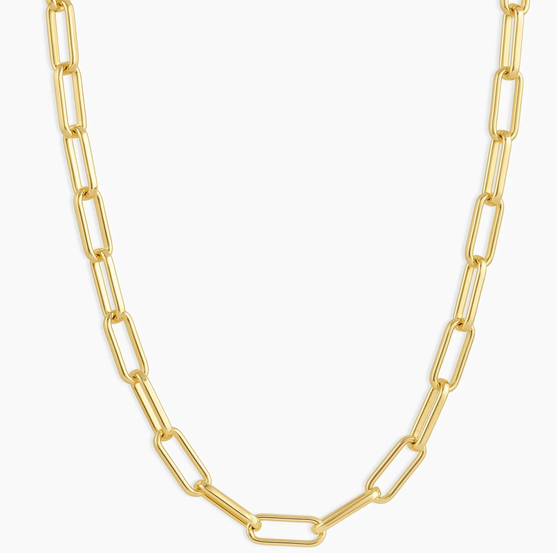 Sterling Silver with Yellow Gold Plated Paperclip Chain Necklace