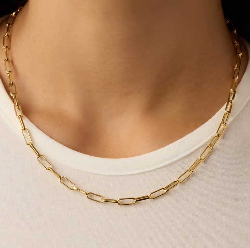 Sterling Silver with Yellow Gold Plated Paperclip Chain Necklace