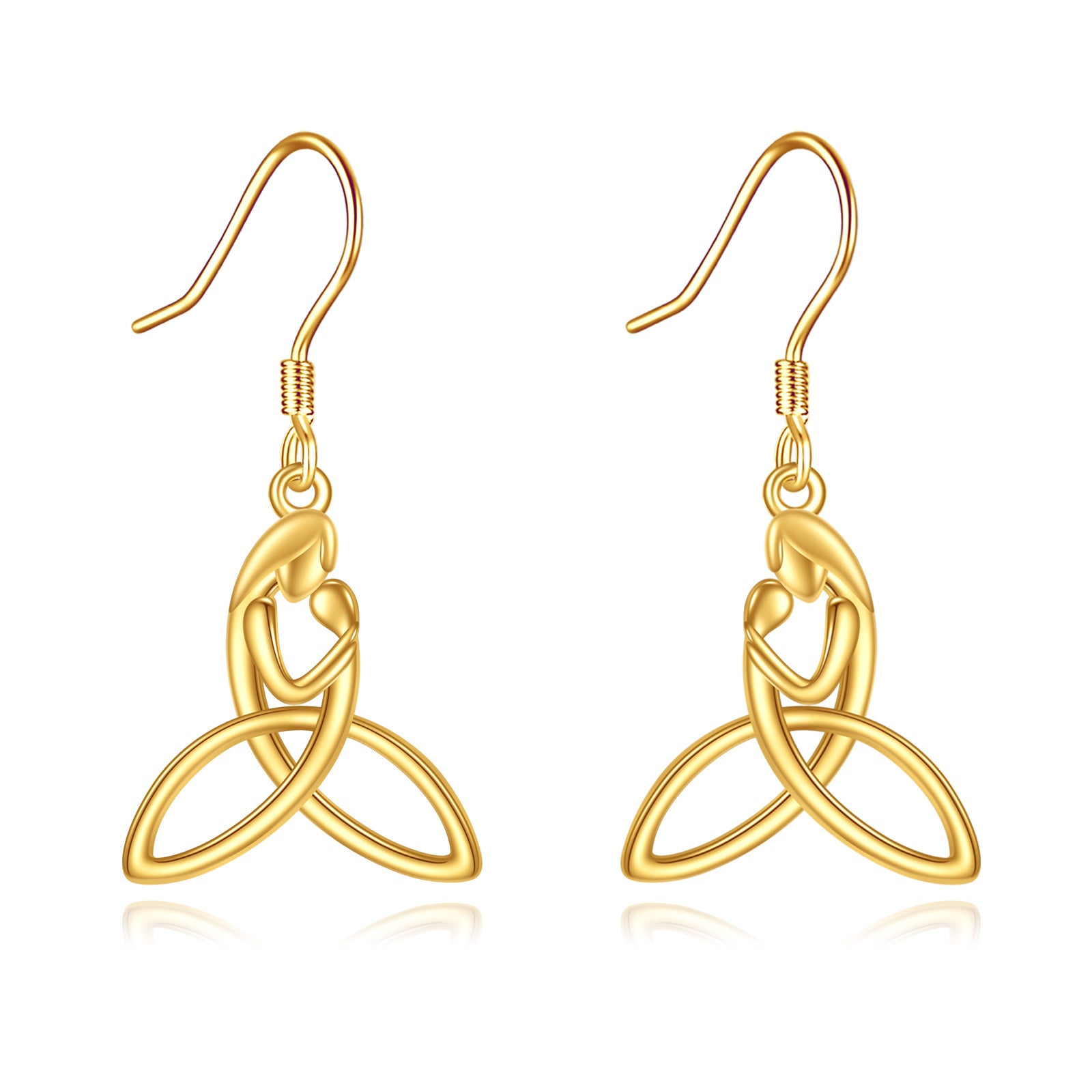 14K Gold Parents & Children & Celtic Knot Drop Earrings