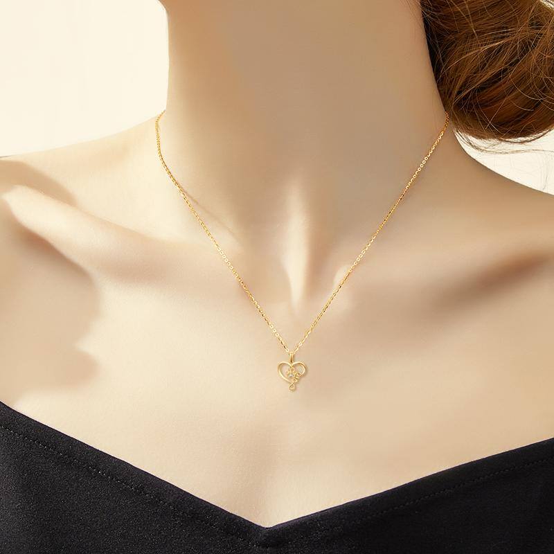 14K Gold Cubic Zirconia Paw Pendant Necklace