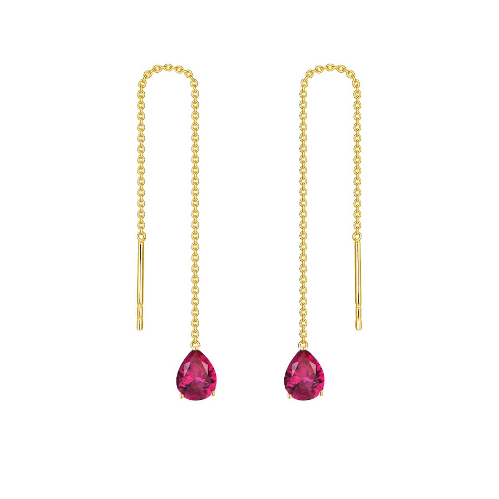 14K Yellow Gold Pear Cubic Zirconia Drop Earrings For Women