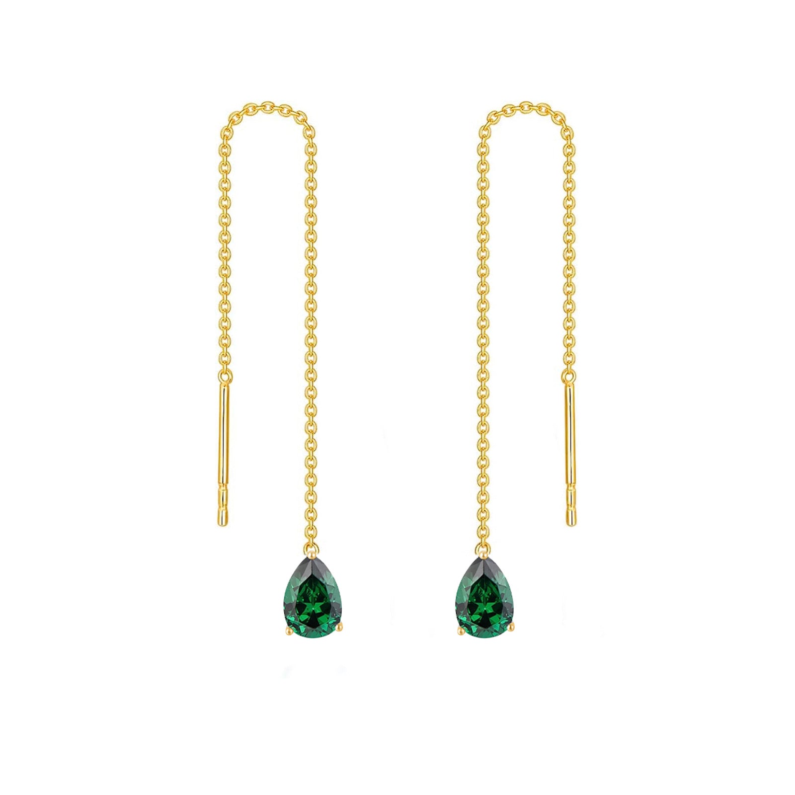 14K Gold Pear Cubic Zirconia Drop Earrings For Women