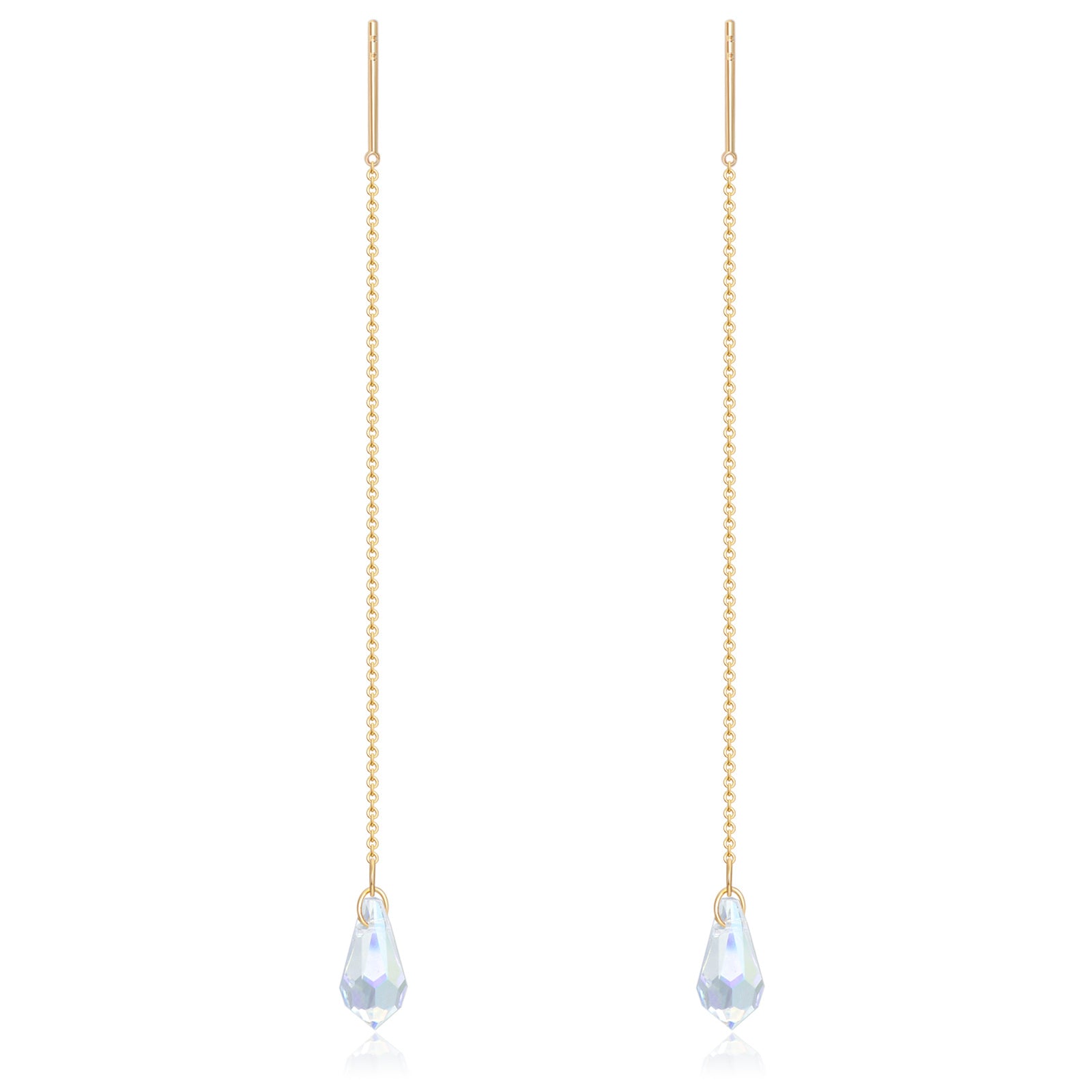 14K Gold Pear Moonstone Drop Earrings For Women