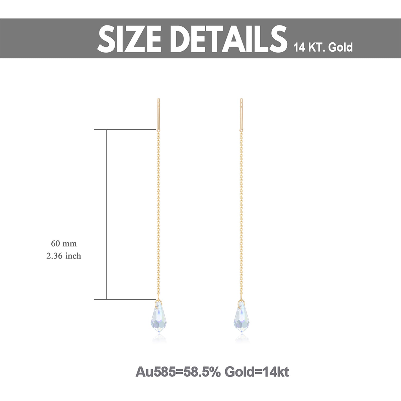 14K Gold Pear Moonstone Drop Earrings For Women