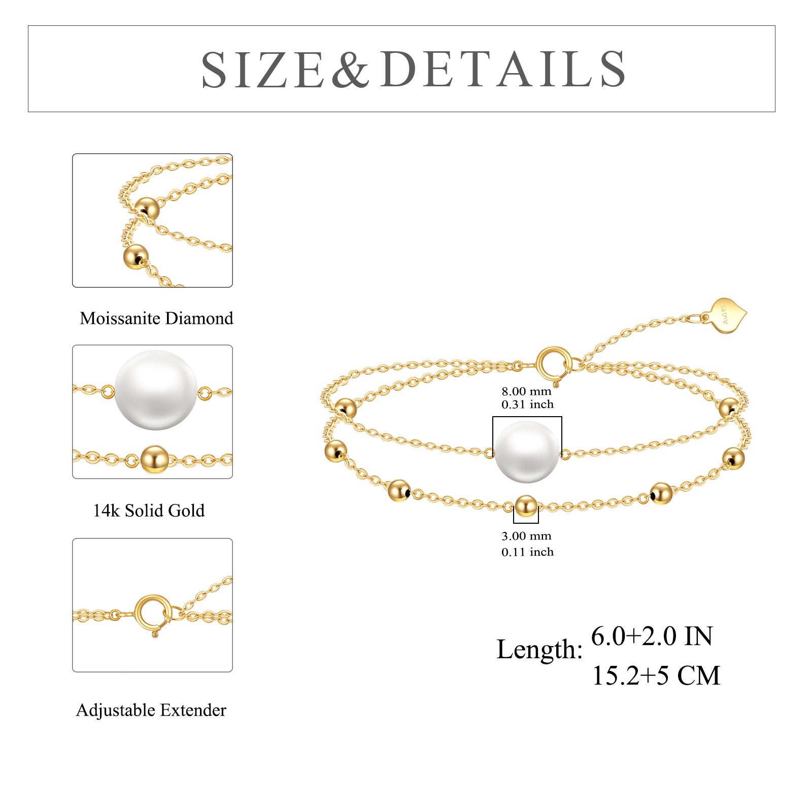 14K Gold Pearl Bead Layerered Bracelet