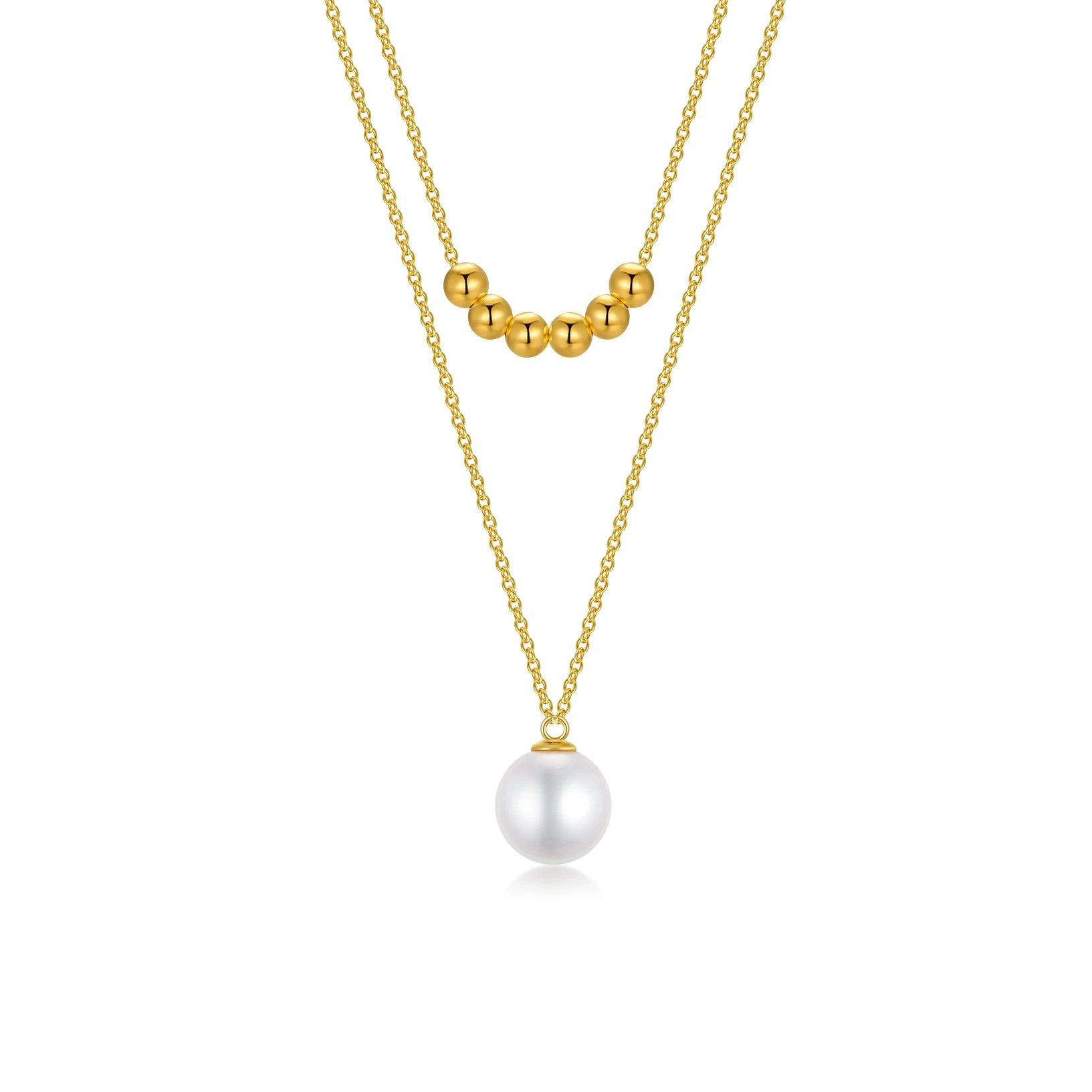 14K Gold Pearl Bead Pendant Necklace