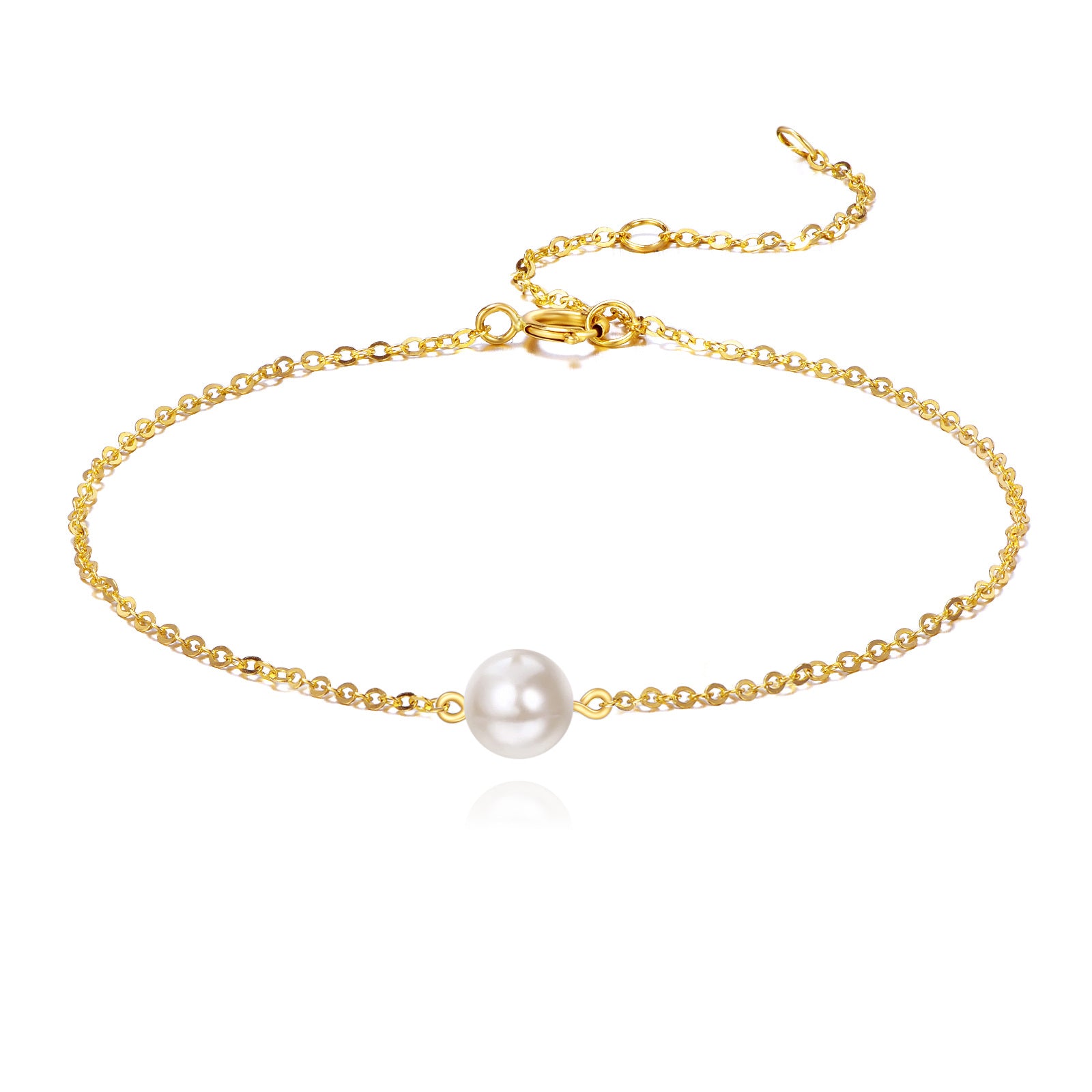 14K Gold Pearl Charm Bracelet
