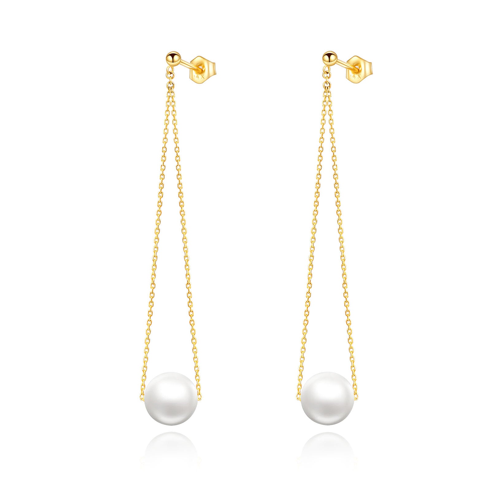 14K Gold Pearl Drop Earrings