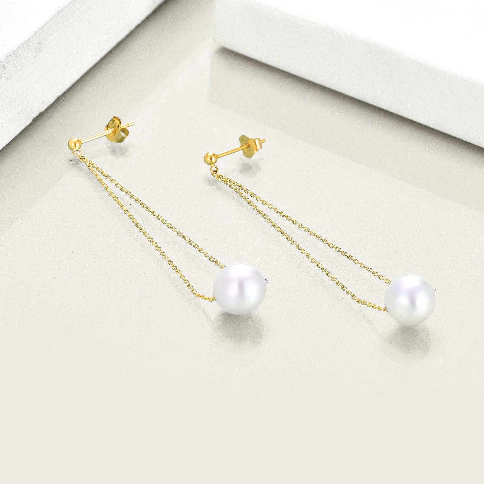 14K Gold Pearl Drop Earrings