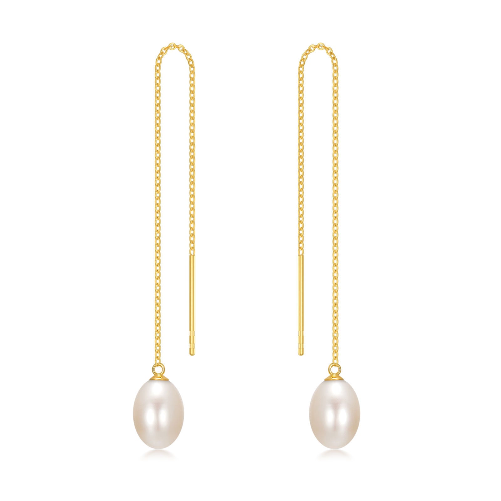 14K Gold Pearl Drop Earrings