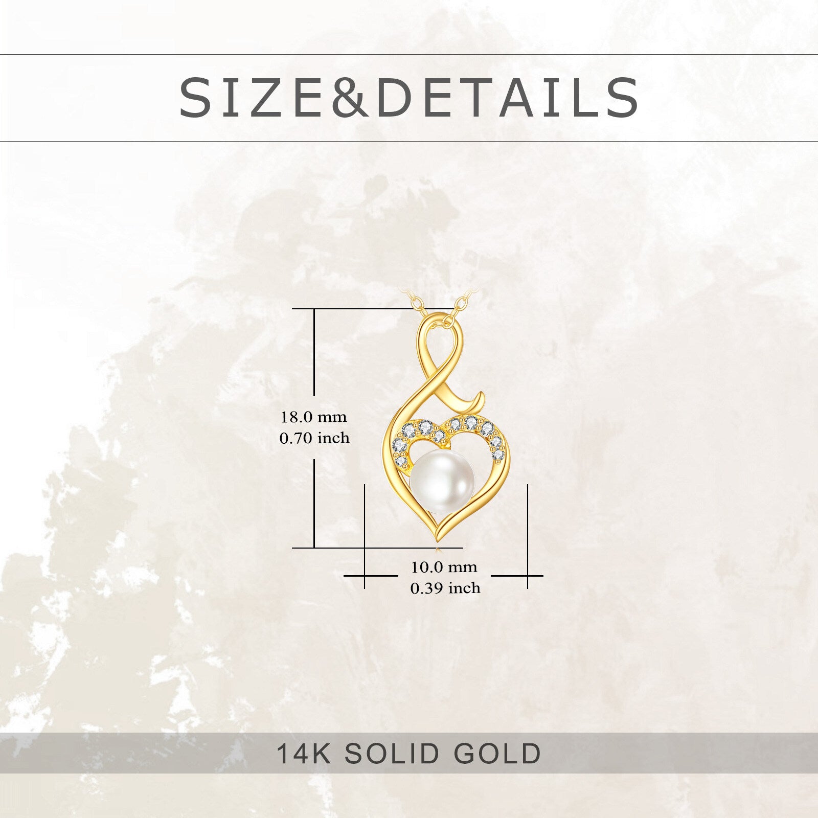 14K Gold Cubic Zirconia & Pearl Heart & Infinity Symbol Pendant Necklace