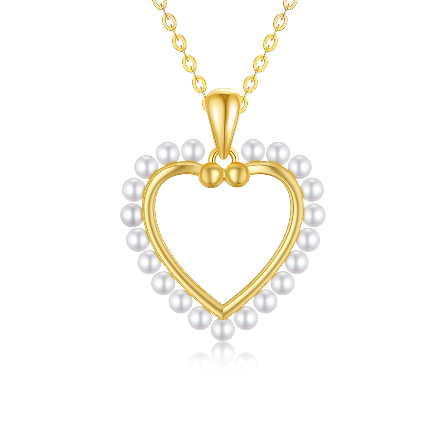 14K Gold Pearl Heart Pendant Necklace