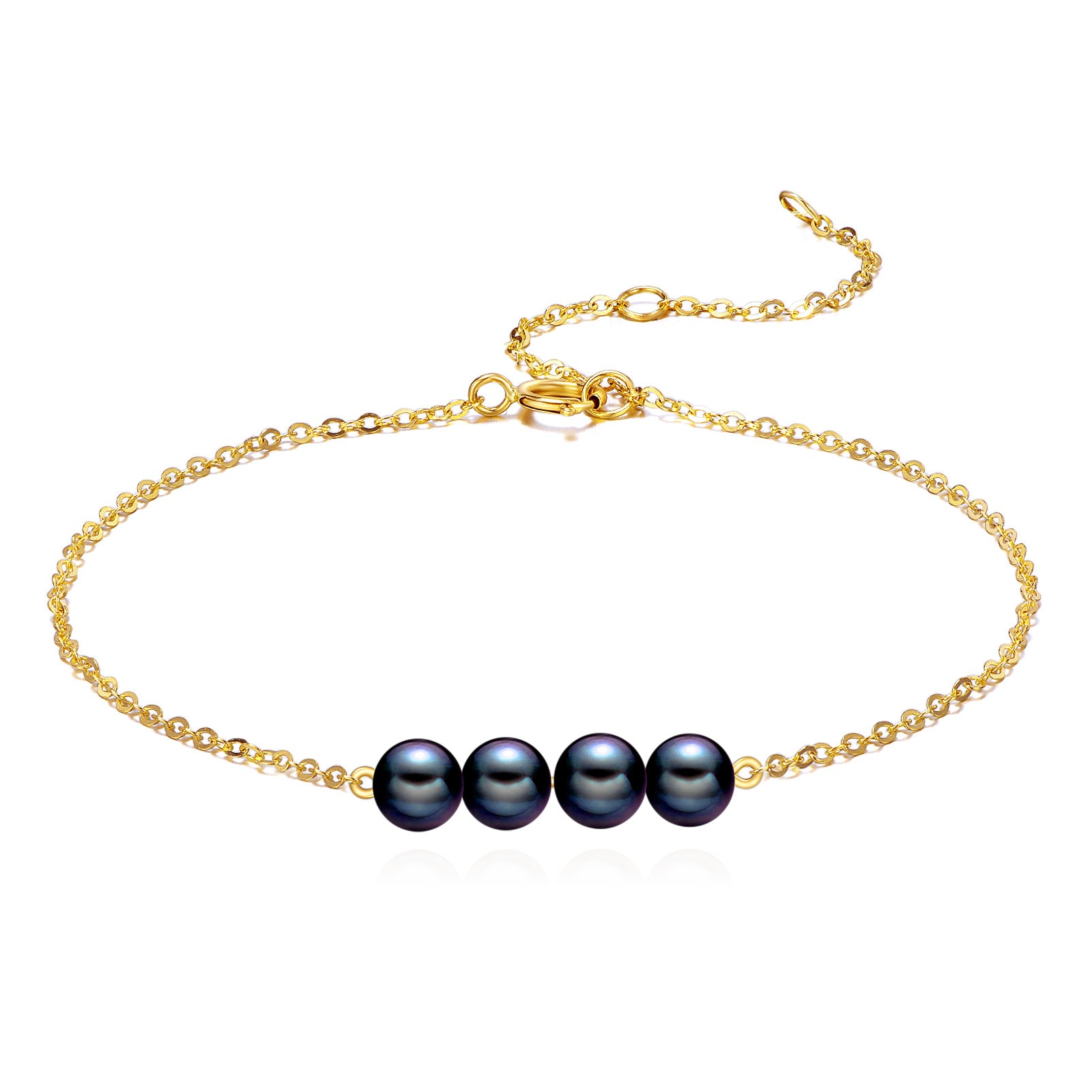 14K Gold Pearl Metal Beads Bracelet
