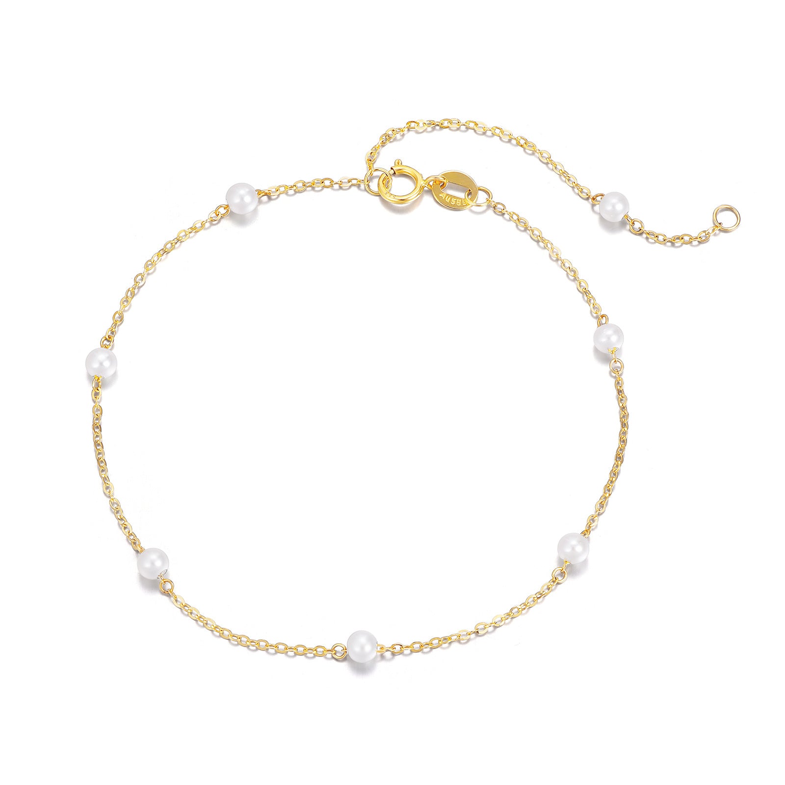 14K Gold Pearl Charm Bracelet