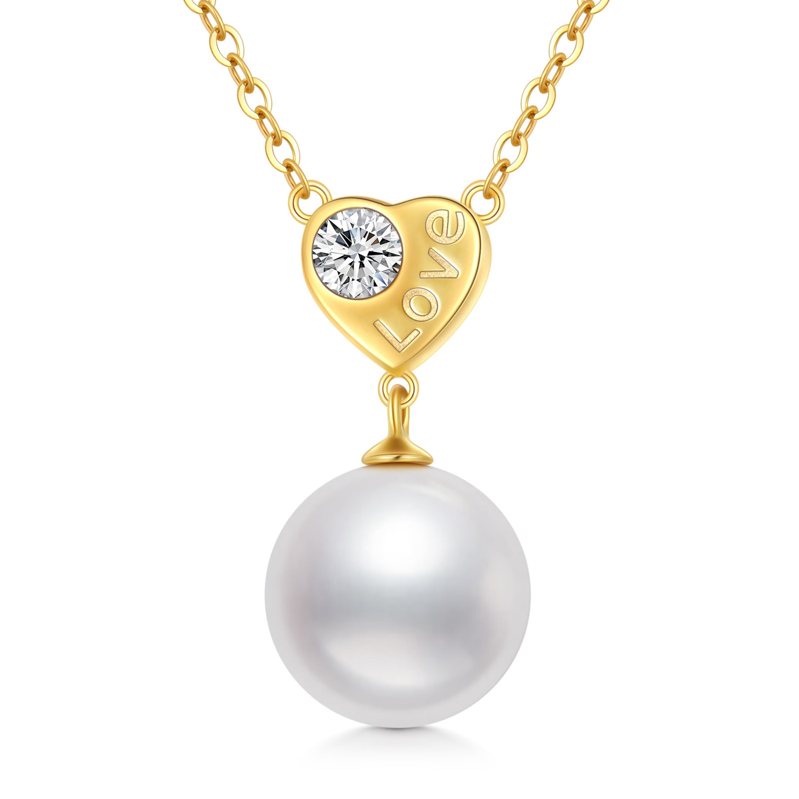 14K Gold Pearl Round Pendant Necklace