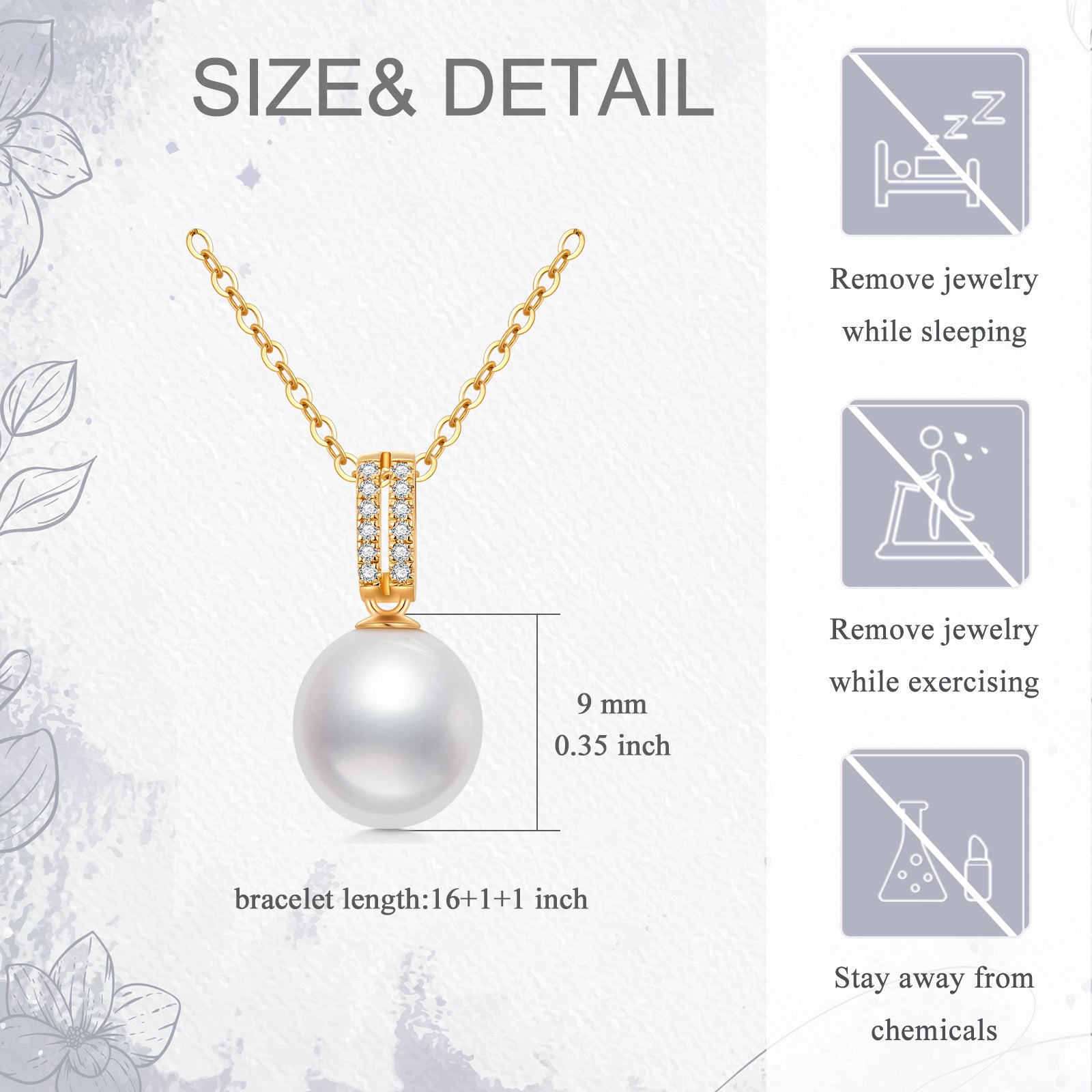 14K Gold Pearl Round Pendant Necklace