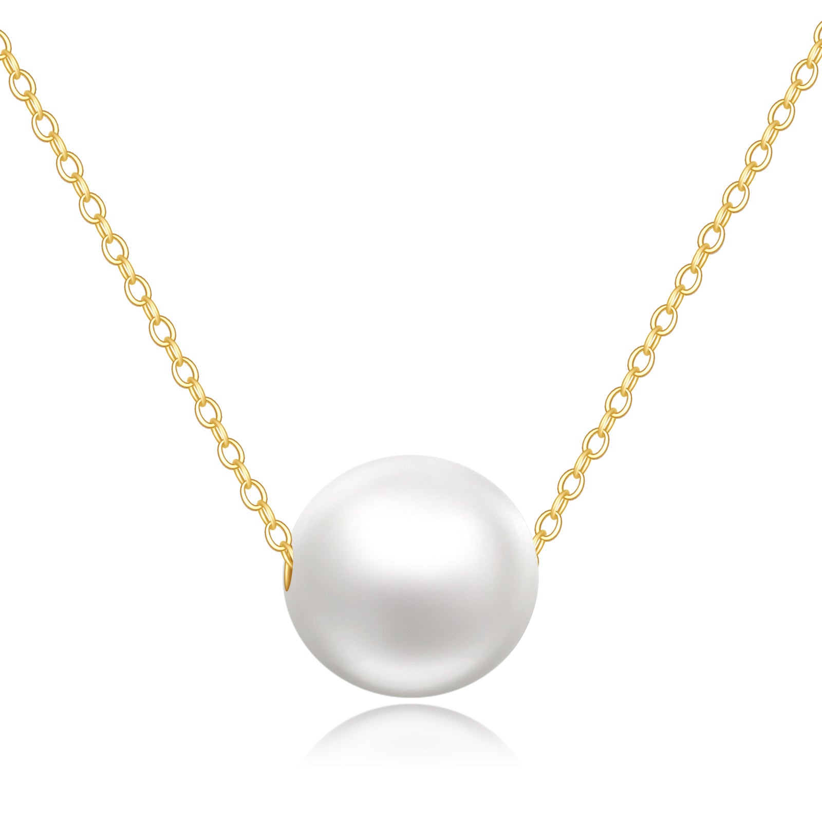 14K Gold Pearl Spherical Pendant Necklace