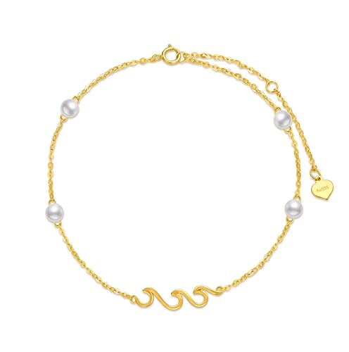 14K Gold Pearl Spray Charm Bracelet