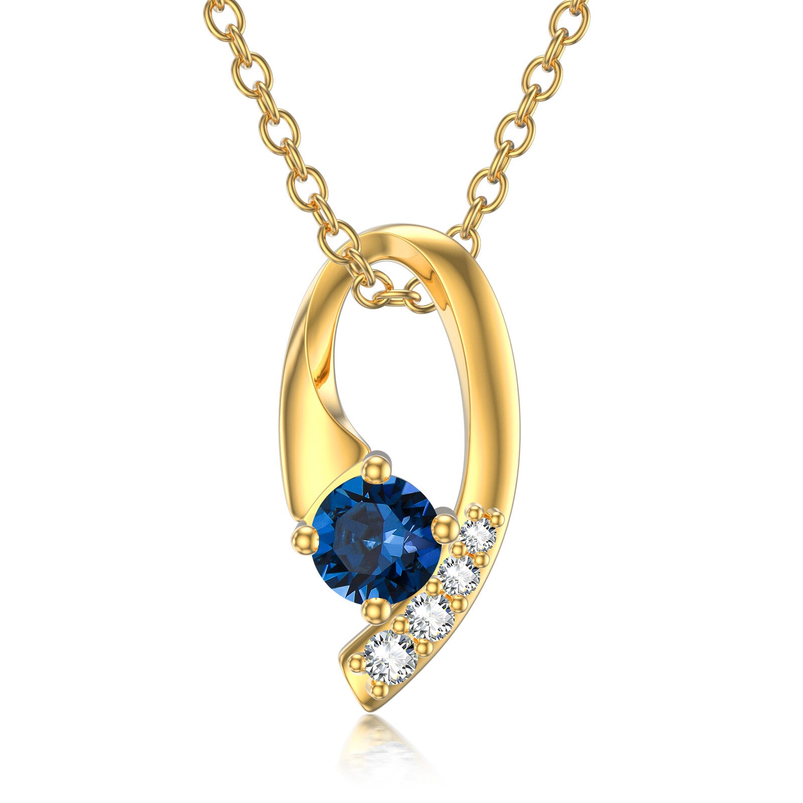 14K Gold Cubic Zirconia Pendant Necklace