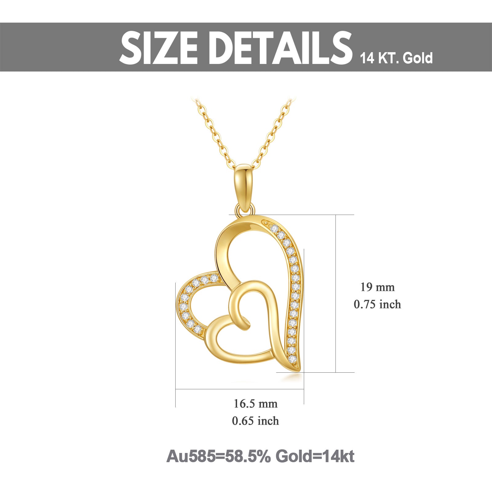14K Gold Cubic Zirconia Pendant Necklace