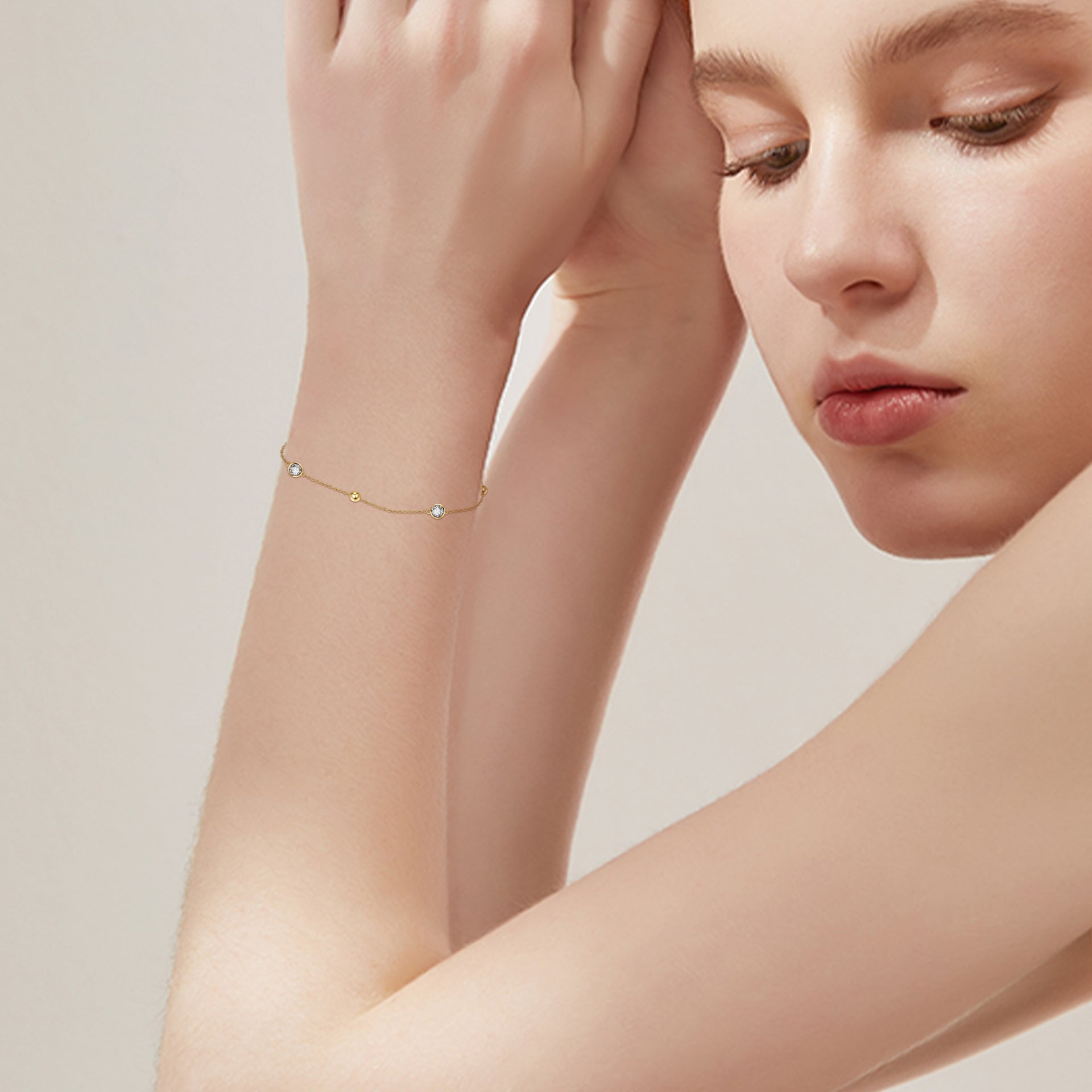 14K Gold Personalized Birthstone Bead Bracelet for Women