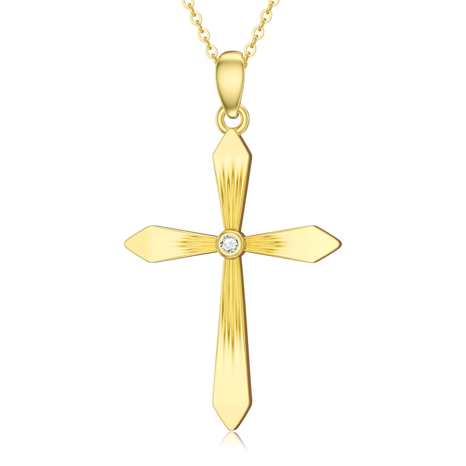 14K Gold Personalized Birthstone Cross Necklace for Women