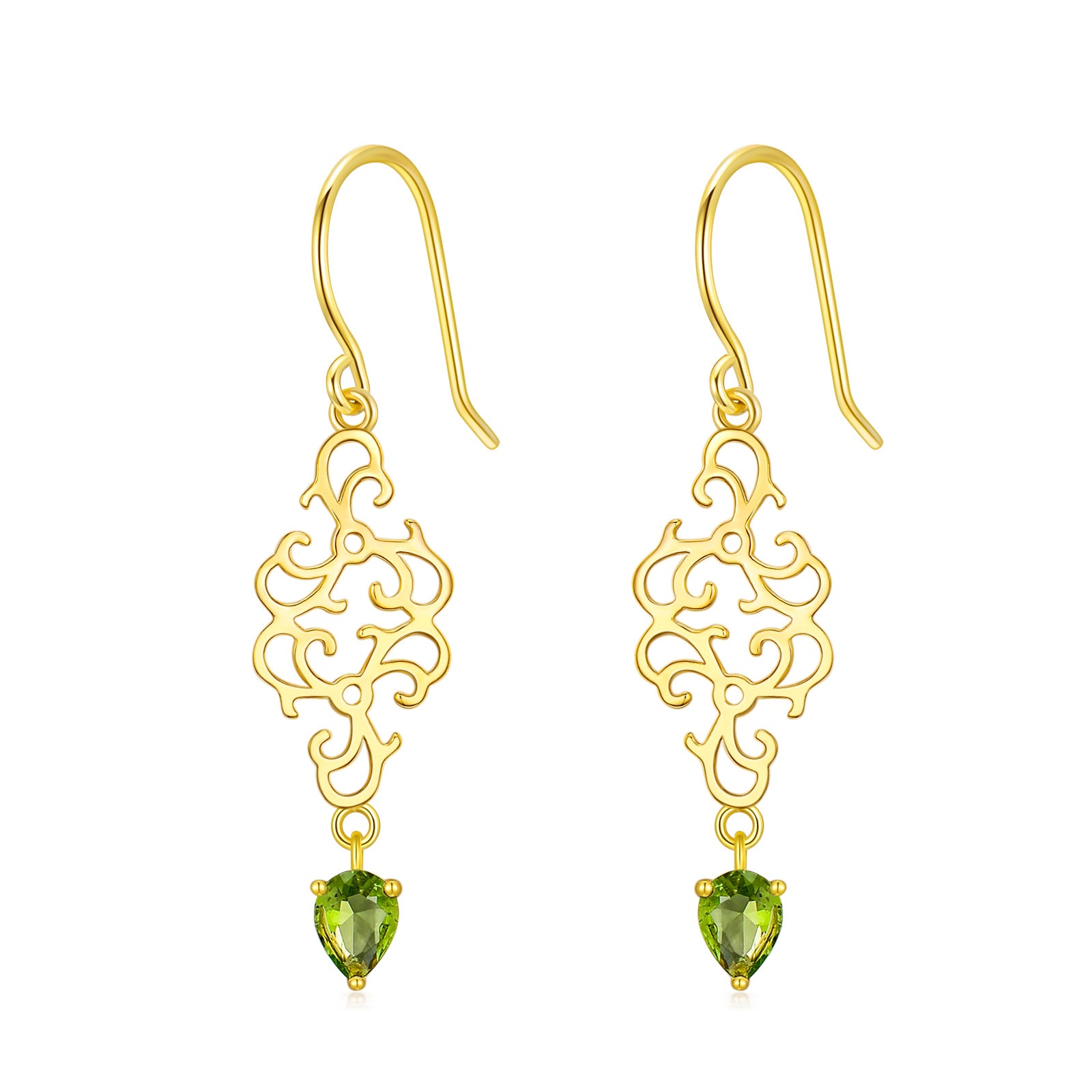 14K Gold Cubic Zirconia Personalized Birthstone Drop Earrings