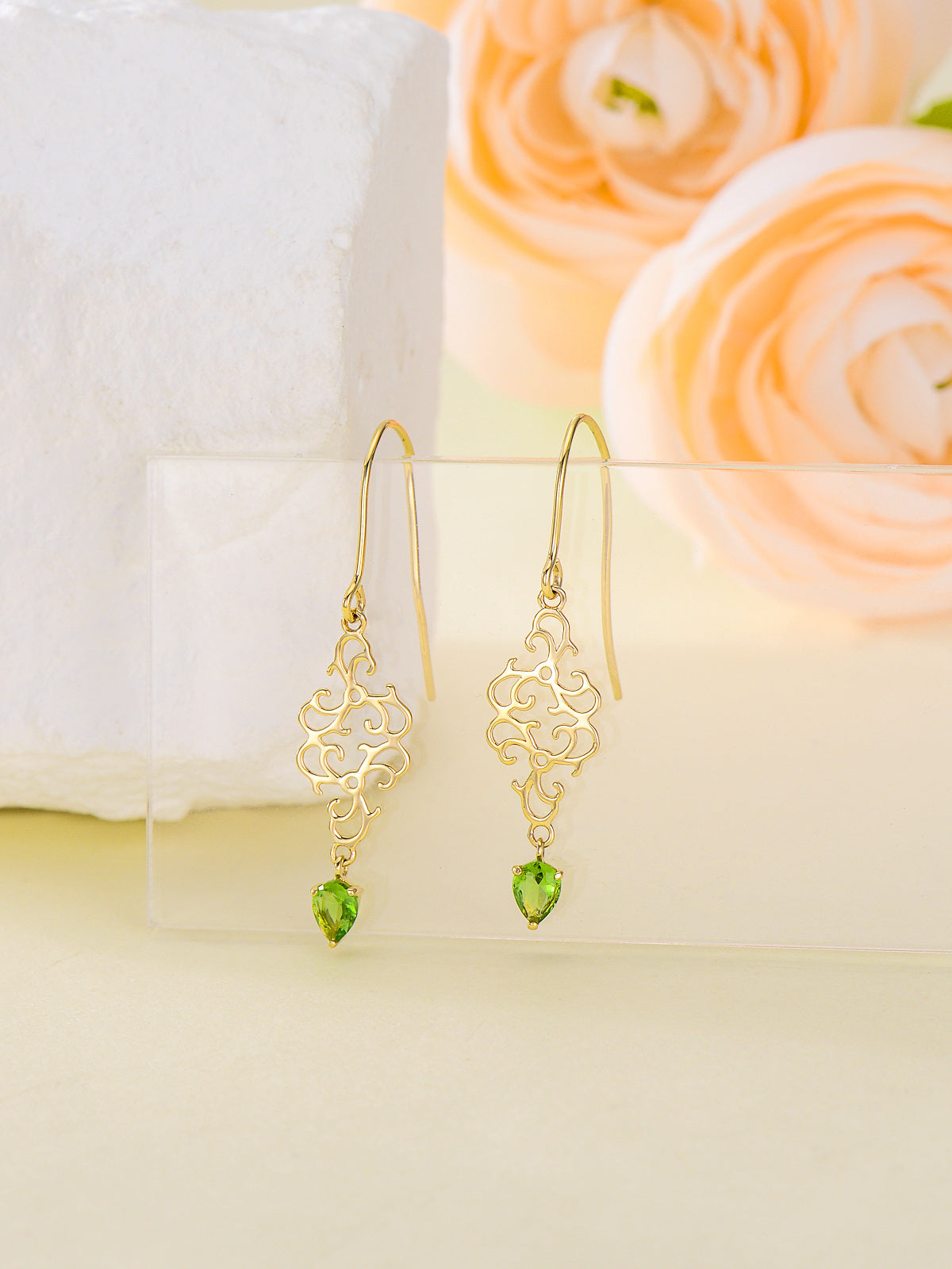 14K Gold Cubic Zirconia Personalized Birthstone Drop Earrings