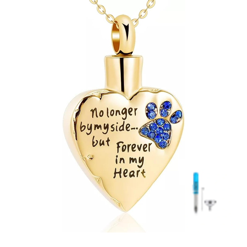 14K Gold Cubic Zirconia Personalized Birthstone Engraving Urn Necklace for Ashes