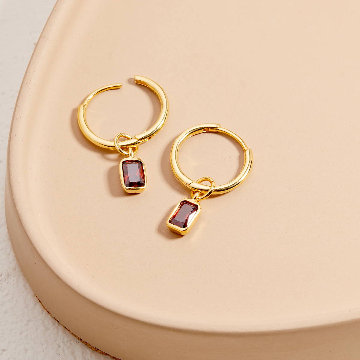 Gold Vermeil Personalized Birthstone Grandmother & Mother & Sisters & Square Drop Earrings