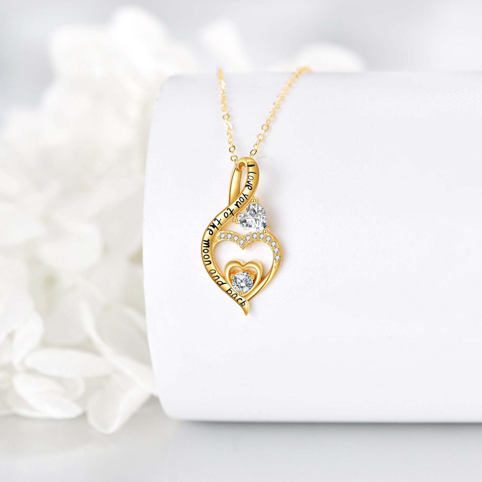 14K Gold Personalized Birthstone & Heart Infinity Symbol Necklace for Women