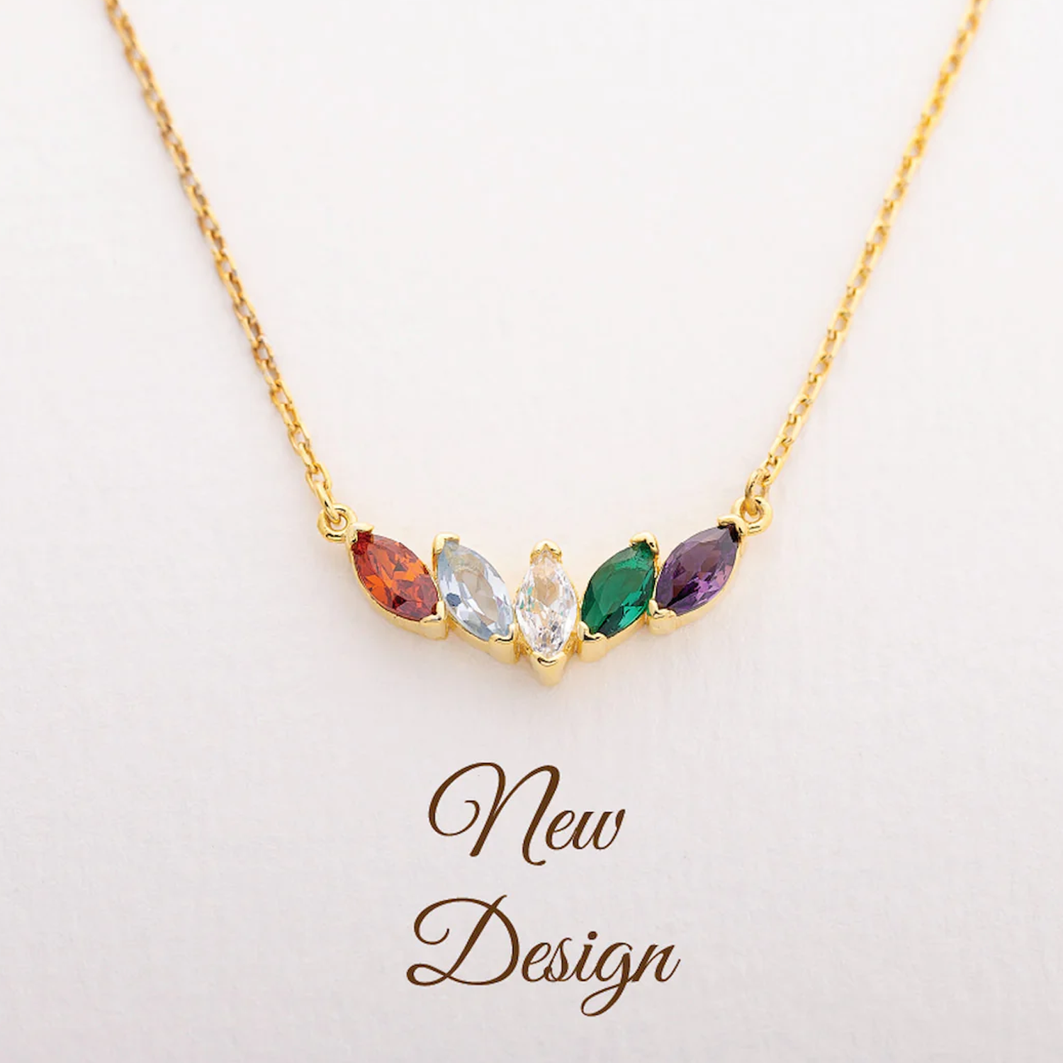 14K Gold Personalized Birthstone & Mother & Sisters Pendant Necklace