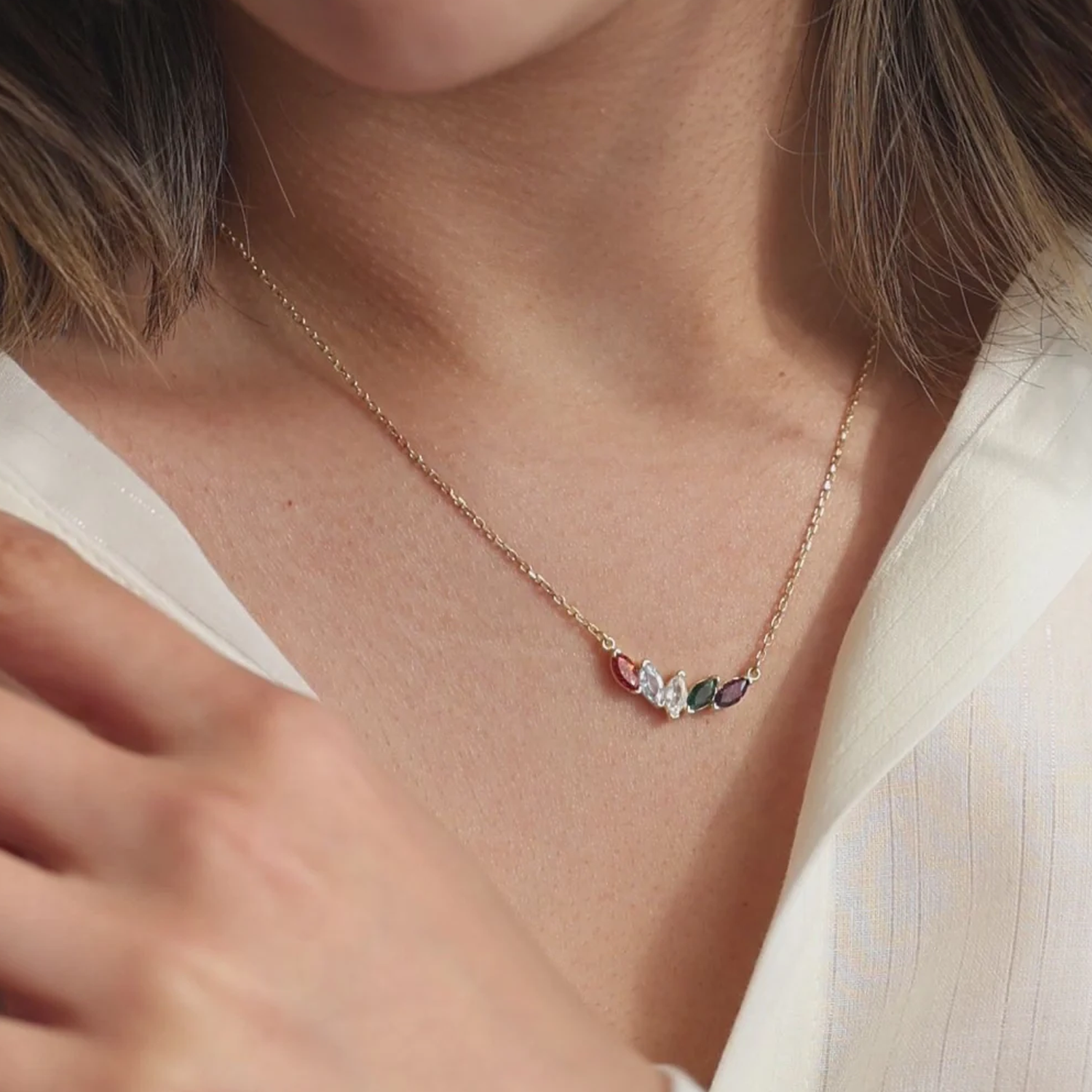 14K Gold Personalized Birthstone & Mother & Sisters Pendant Necklace