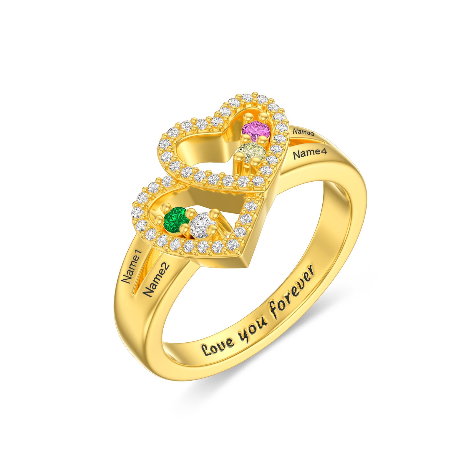 Gold Vermeil Personalized Birthstone Name Birthstone Ring