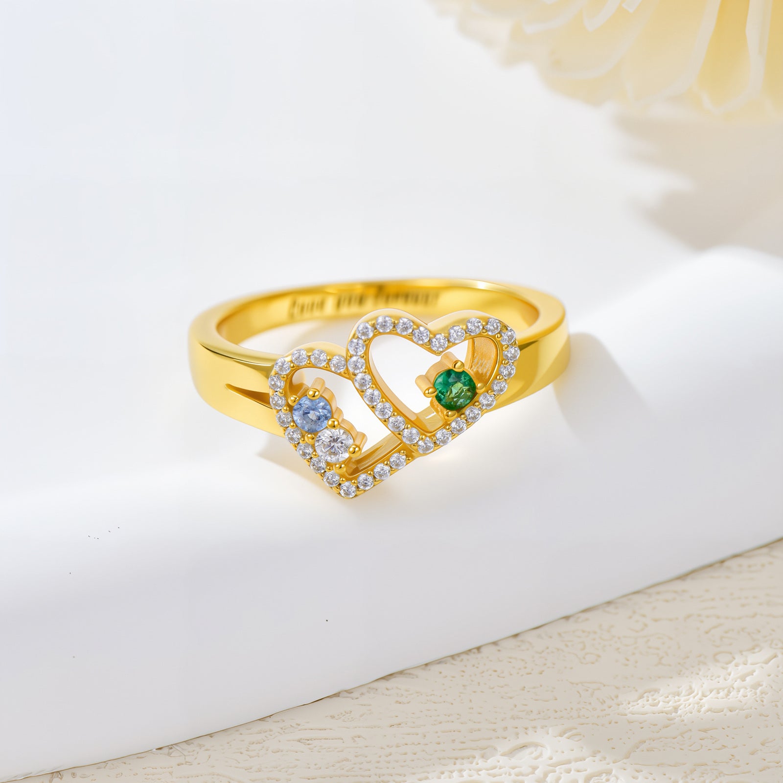 Gold Vermeil Personalized Birthstone Name Birthstone Ring