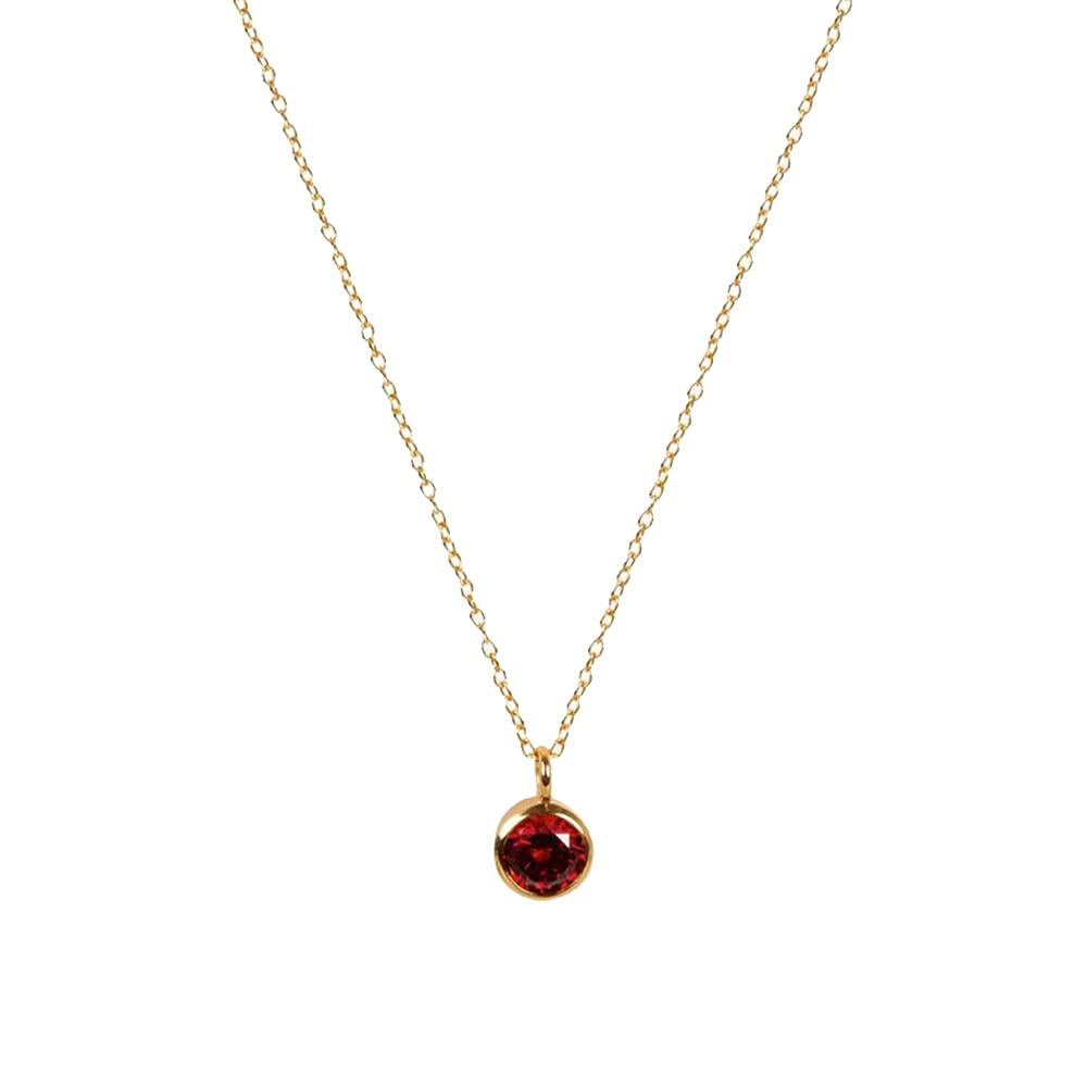 14K Gold Cubic Zirconia Personalized Birthstone Pendant Necklace