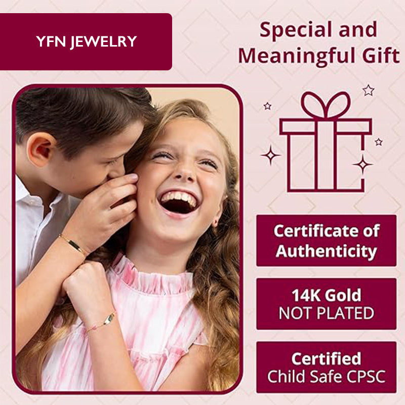 14K Gold Personalized Engraving Identification Bracelet for Women