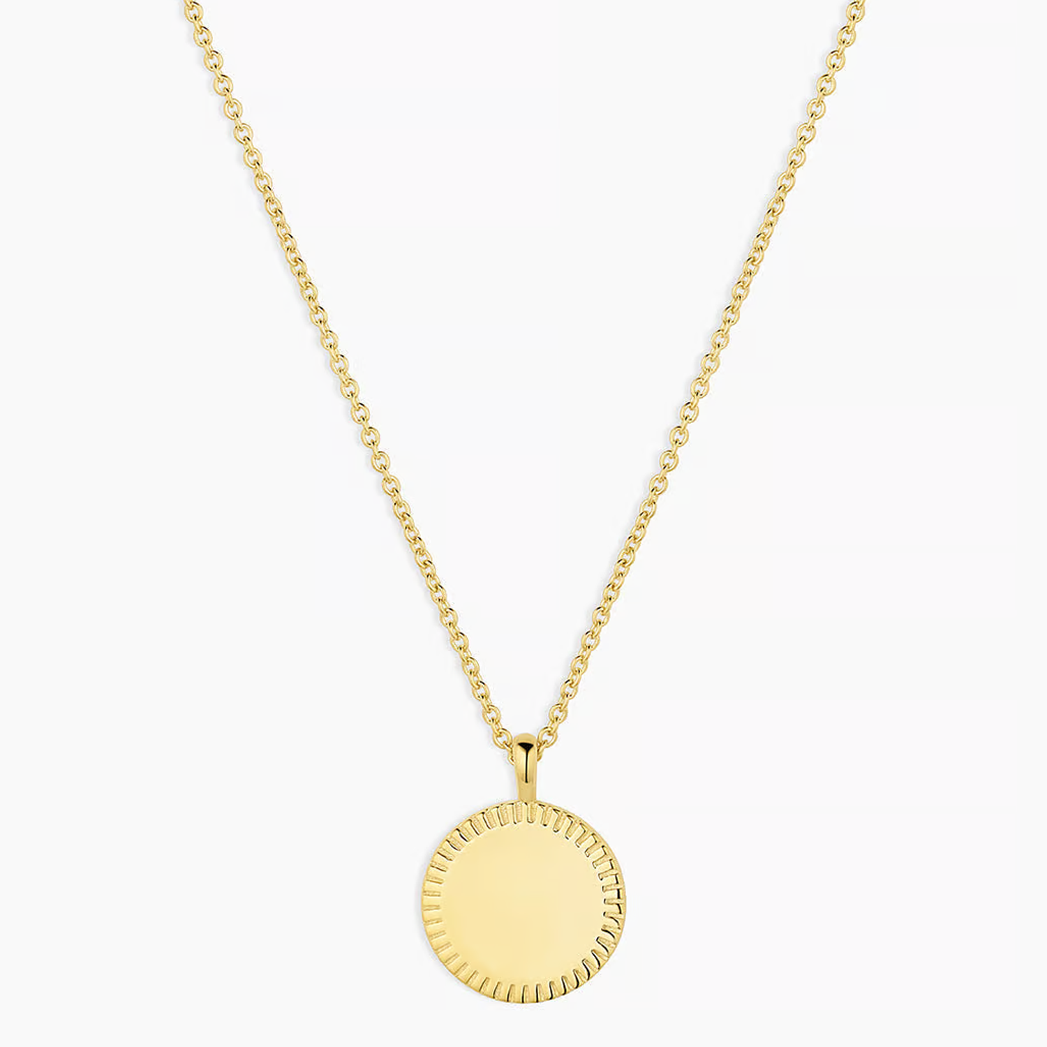 Sterling Silver with Yellow Gold Plated Personalized Engraving & Round Coin Necklace